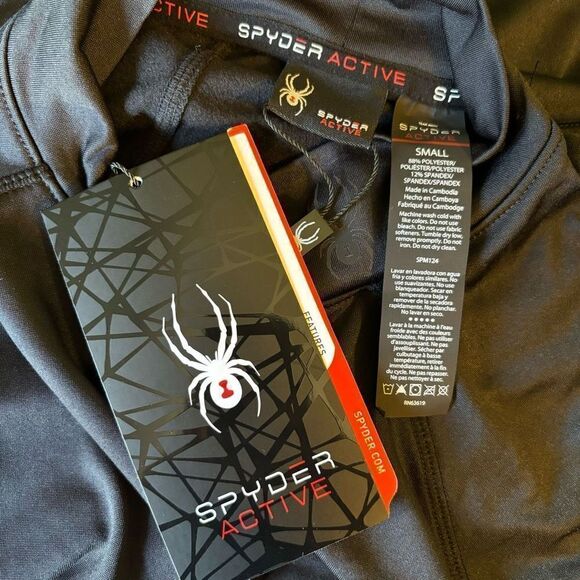 Spyder Active ProWEB Long Sleeve Mock Neck Layer Shirt Black Mens Size Small - Picture 5 of 6